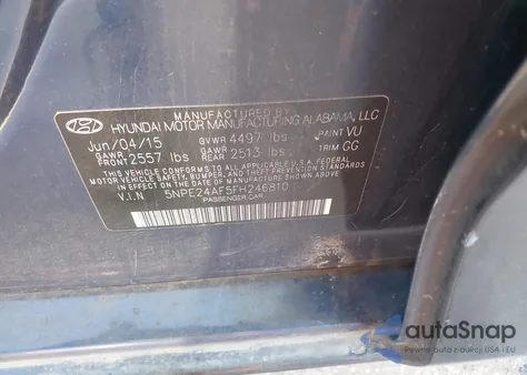 2015 Hyundai Sonata Se из США, поврежденный, VIN 5NPE24AF5FH246810